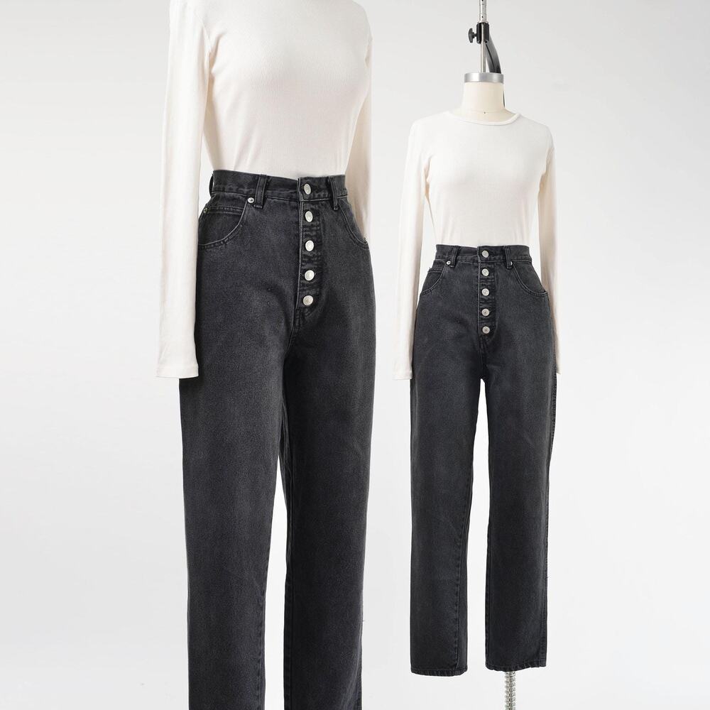 Vintage 90s Black Jordache Jeans High Waisted Tapered Leg Mom Jeans M
